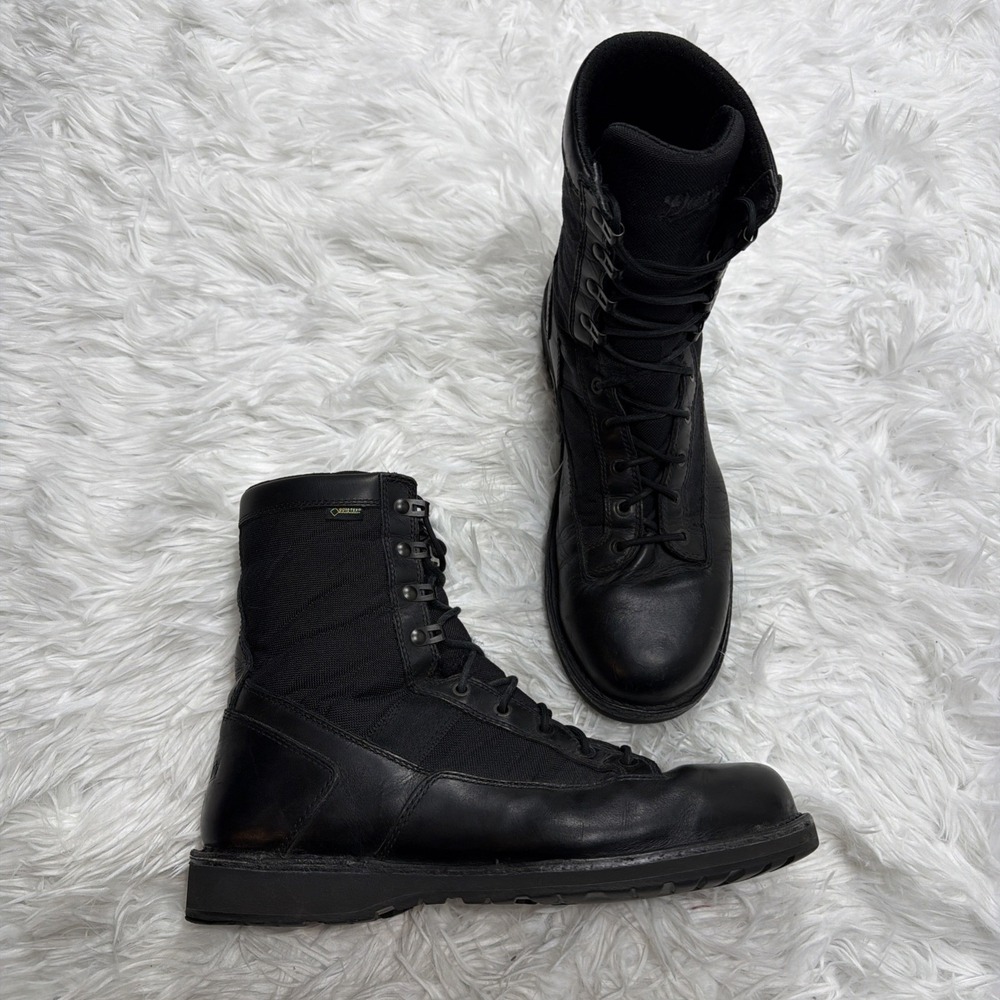 DANNER Boots Gore Tex Combat Mens 11.5 Black Leather Canvas Vibram Heel Utility